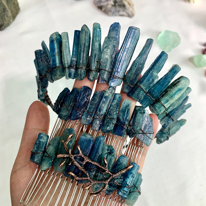 Olivenorma Natural Kyanite Crown Headband Hair Comb Jewelry - image 0