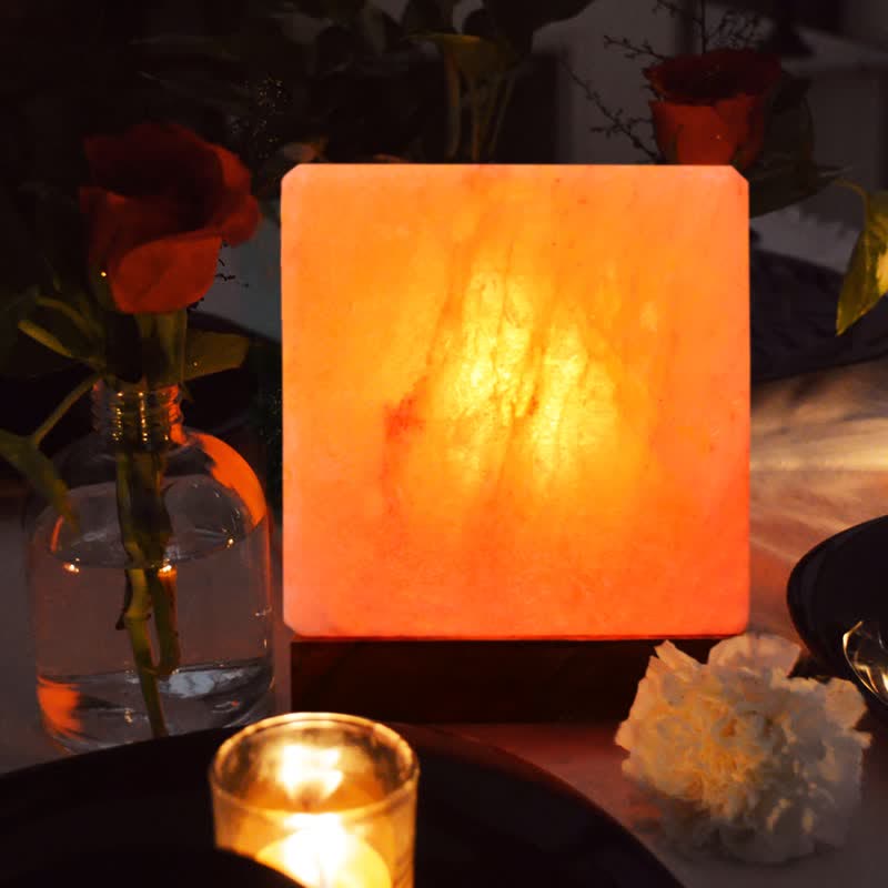 Olivenorma Square Shape Himalayan Pink Salt Lamp - Square & Monochromatic Warm Light - image 0