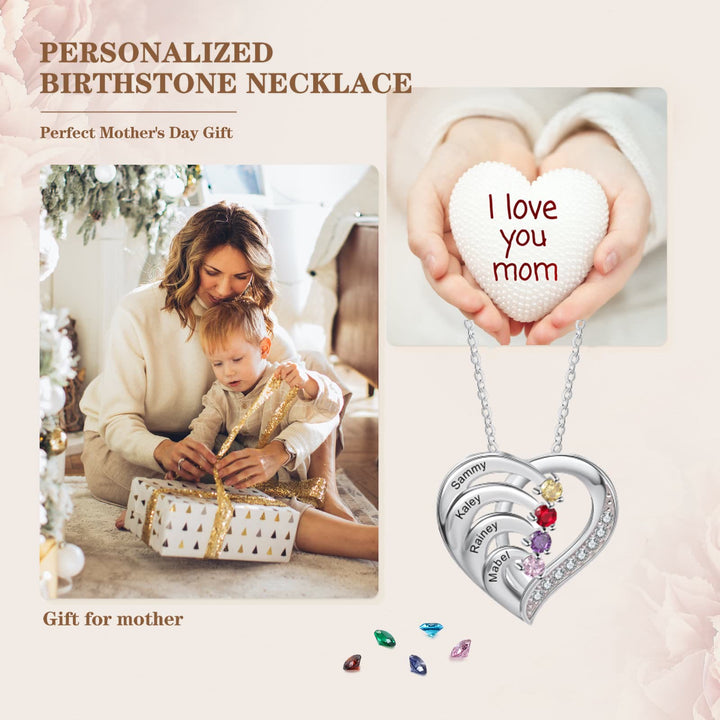 Olivenorma Personalized Birthstones Engraved Heart Necklace - image 7