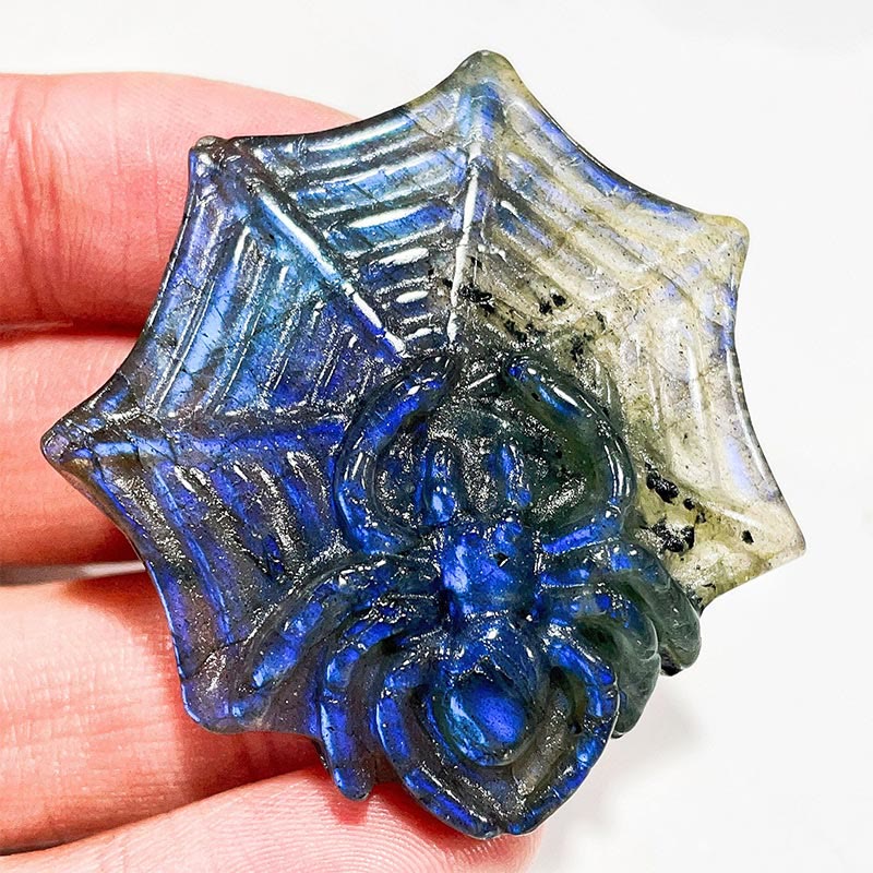 Olivenorma Natural Labradorite Moon Face Ornaments Gemstone Decoration - Spider #Labradorite - image 13