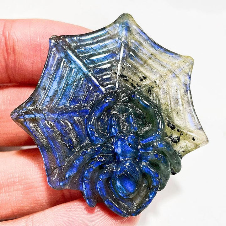 Olivenorma Natural Labradorite Moon Face Ornaments Gemstone Decoration - Spider #Labradorite - image 13