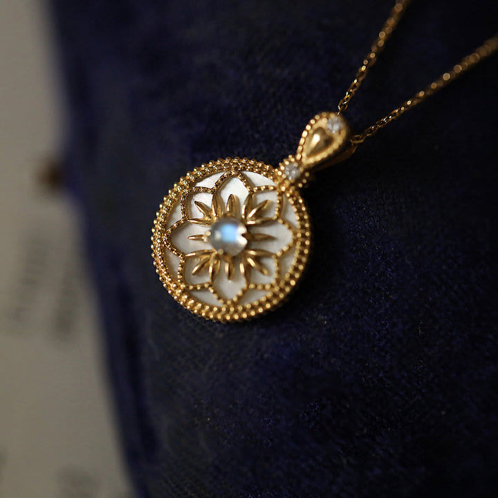 Olivenorma Natural Moonstone Floral Pendant Necklace - image 2