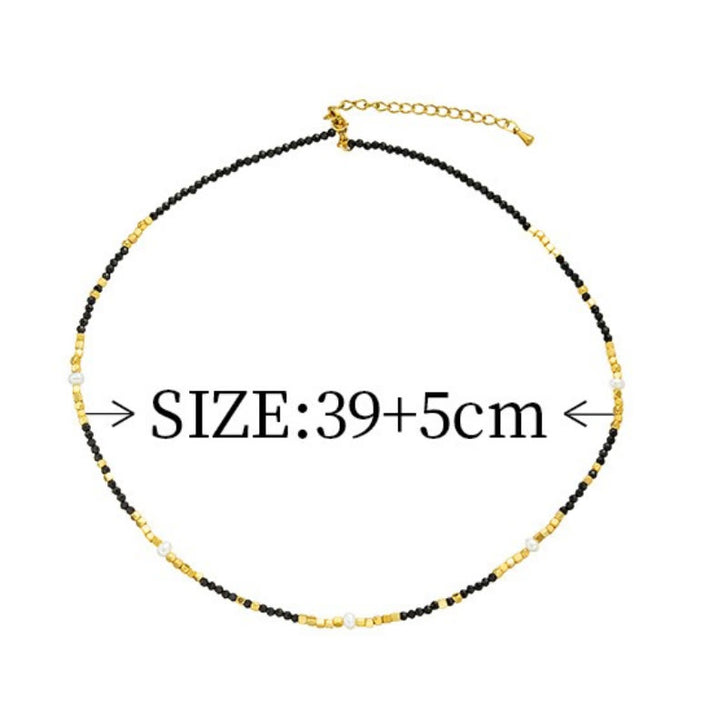 Olivenorma Black Obsidian Beaded Clavicle Necklace - image 5