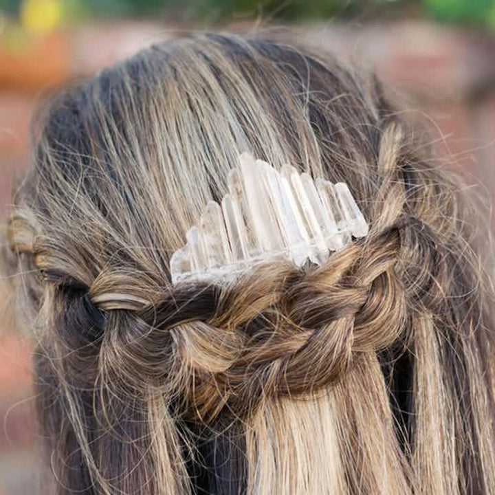 Natural Crystal U Shape Hair Comb Crystal Crown - image 2