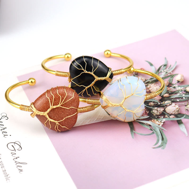 Olivenorma Gold Copper Wire Wrapped Natural Heart Shape Crystal Bracelet - image 0