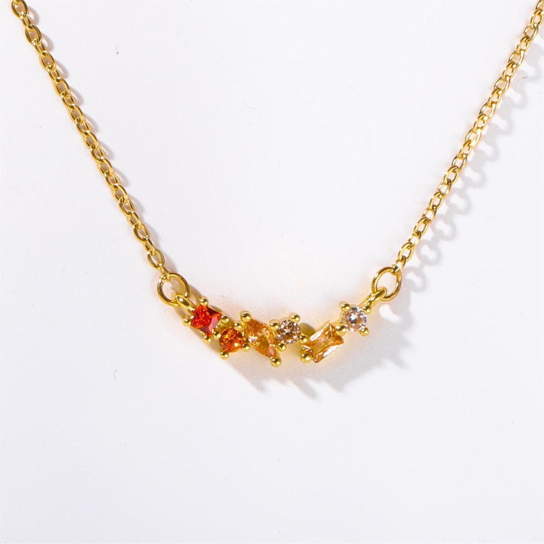 Olivenorma Multiple Birthstone Beaded Pendant Copper Plated Gold Necklace - January & Garnet - image 1