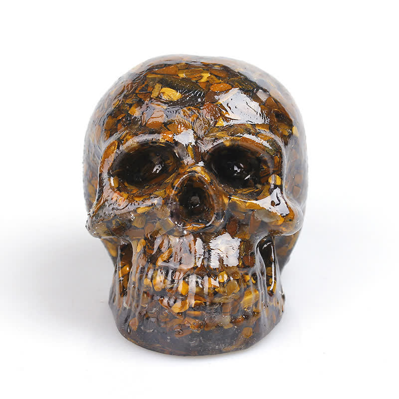 Olivenorma Natural Crystal Skull Gemstone Decoration  - Tiger Eye - image 10