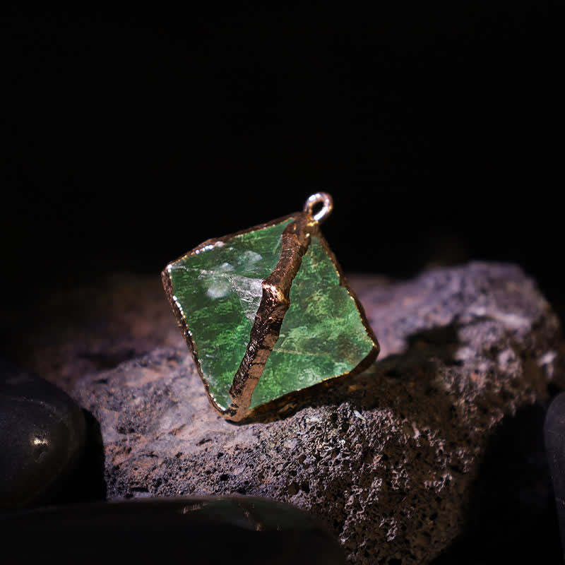 Olivenorma Green Fluorite Natural Crystal Pendant - image 2