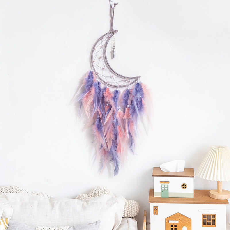 Olivenorma White Turquoise Pendant Gray Pink Feather Dream Catcher - Without Lights - image 0