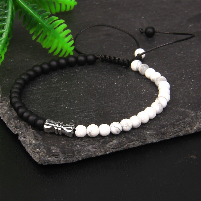 Olivenorma 4mm Black Onyx & Natural Stone Braided Bracelet - White Turquoise - image 2