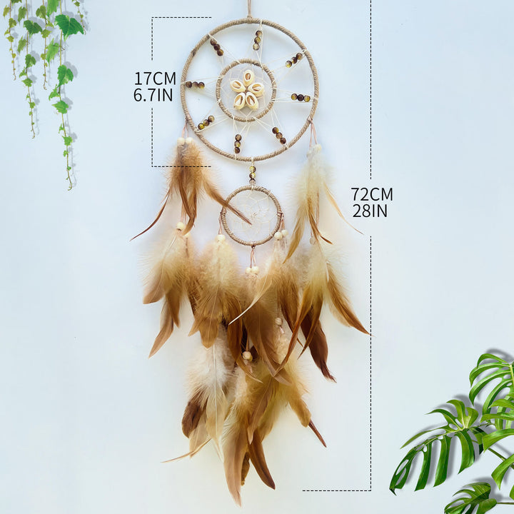 Olivenorma Stars Moon Sun Indian Feather Dream Catcher - Khaki - Sun - image 3