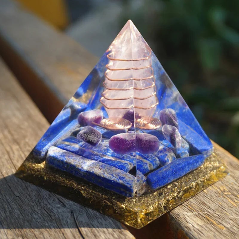 Olivenorma Rose Quartz Pillar With Lapis Lazuli Orgone Pyramid - image 5