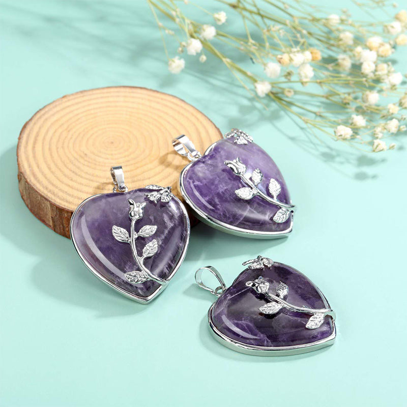Olivenorma Heart Shaped Rose Gemstone Necklace - image 9