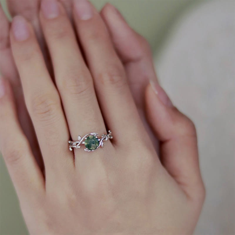 Olivenorma "Waterweed Dream" - Moss Agate Ring - image 6