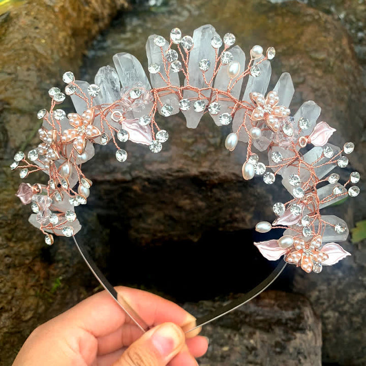 Olivenorma Luxury Natural Crystal With Pearl Crystal Crown - Clear Crystal - image 11