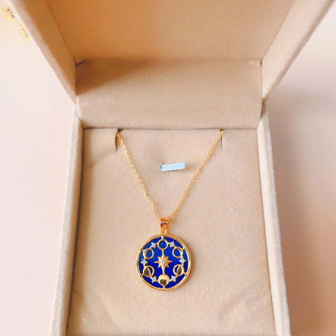 Olivenorma Lapis Lazuli Moon Phase Eight Awn Star Necklace - image 8