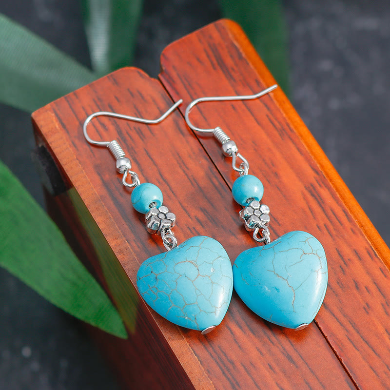 Olivenorma Turquoise Heart Drop Earrings - image 4