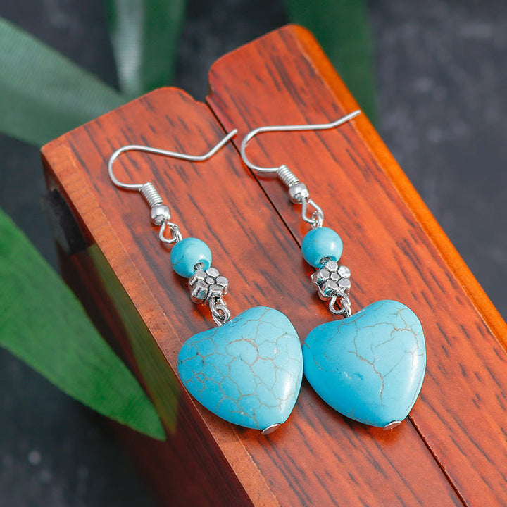 Olivenorma Turquoise Heart Drop Earrings - image 4