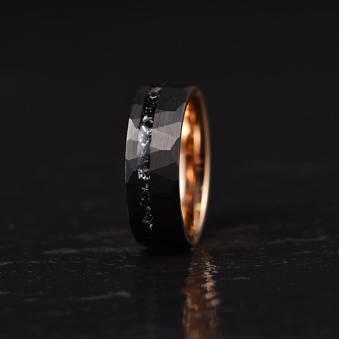 Olivenorma 8mm Black Tourmaline Tungsten Carbide Ring - image 2