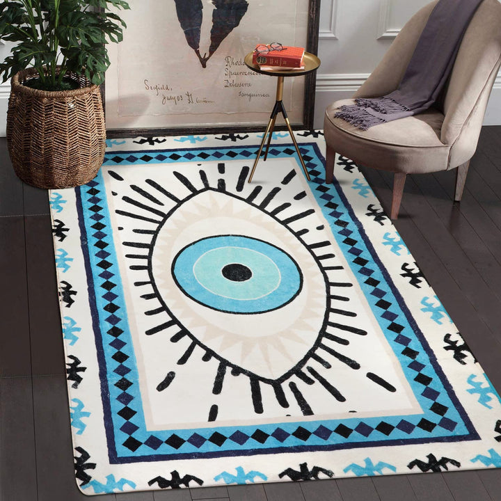 Olivenorma Blue Evil Eye Antibacterial Washable Rugs Carpet - image 7