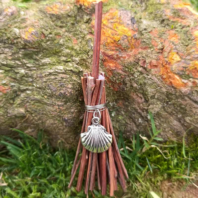 Olivenorma Handmade Mini Crystal Turtle Broom Ornament - Branch & Seashell - image 21