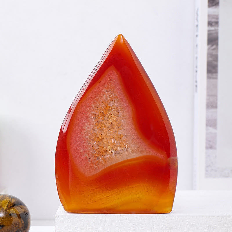 Olivenorma Natural Crystal Flame Shaped Ornaments Gemstone Decoration - Red Agate - Approx  400-500g - image 25
