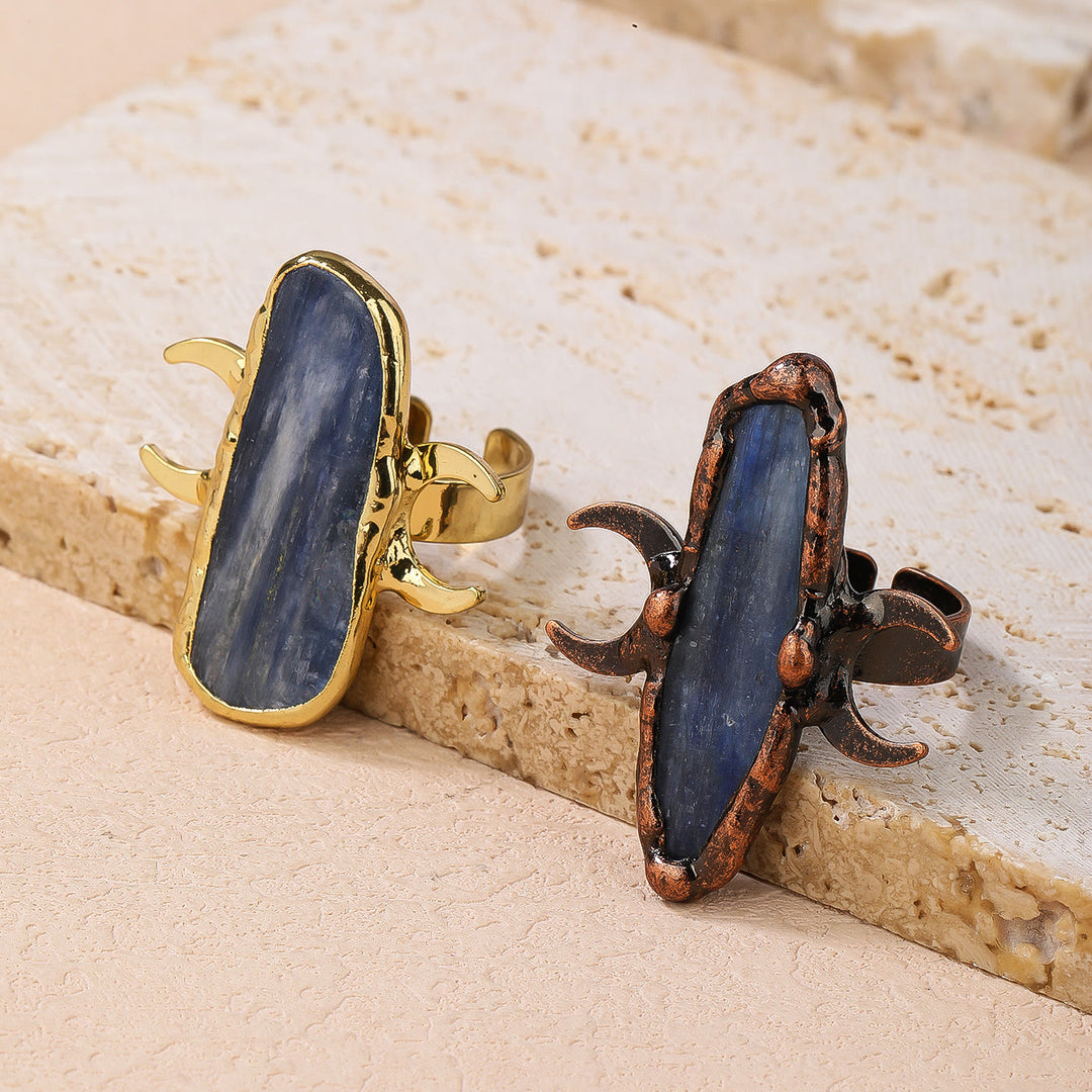 Olivenorma Kyanite Double Moon Healing Adjustable Ring - image 13