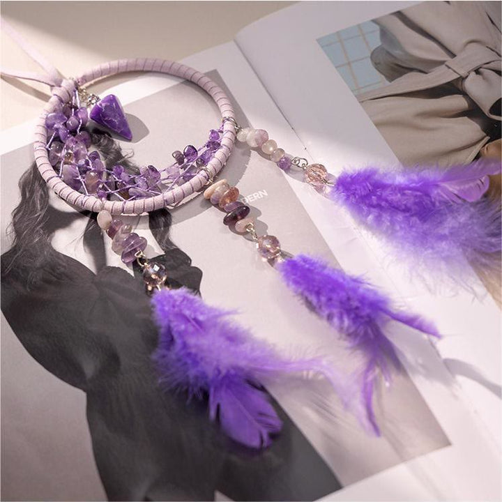 Olivenorma Amethyst Pendant Small Crescent Feather Dream Catcher - image 8