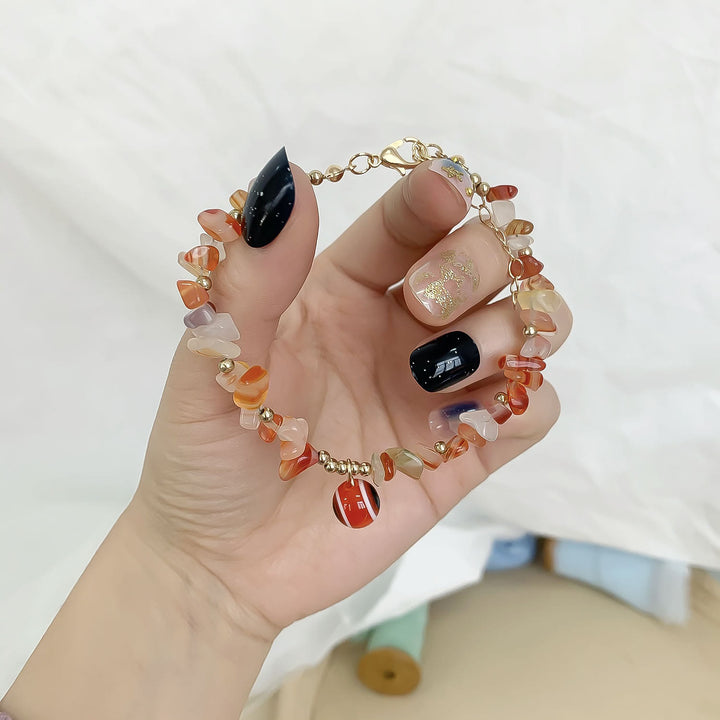 Olivenorma Natural Crystal Gravel Evil Eye Pendant Bracelet - image 10
