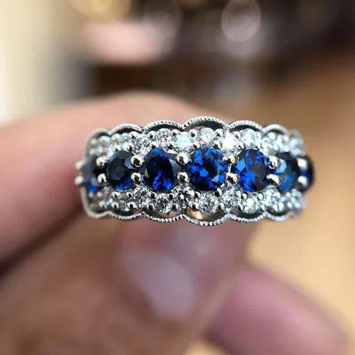 Olivenorma Creative Hollow Sapphire Blue Zircon Ring - image 11