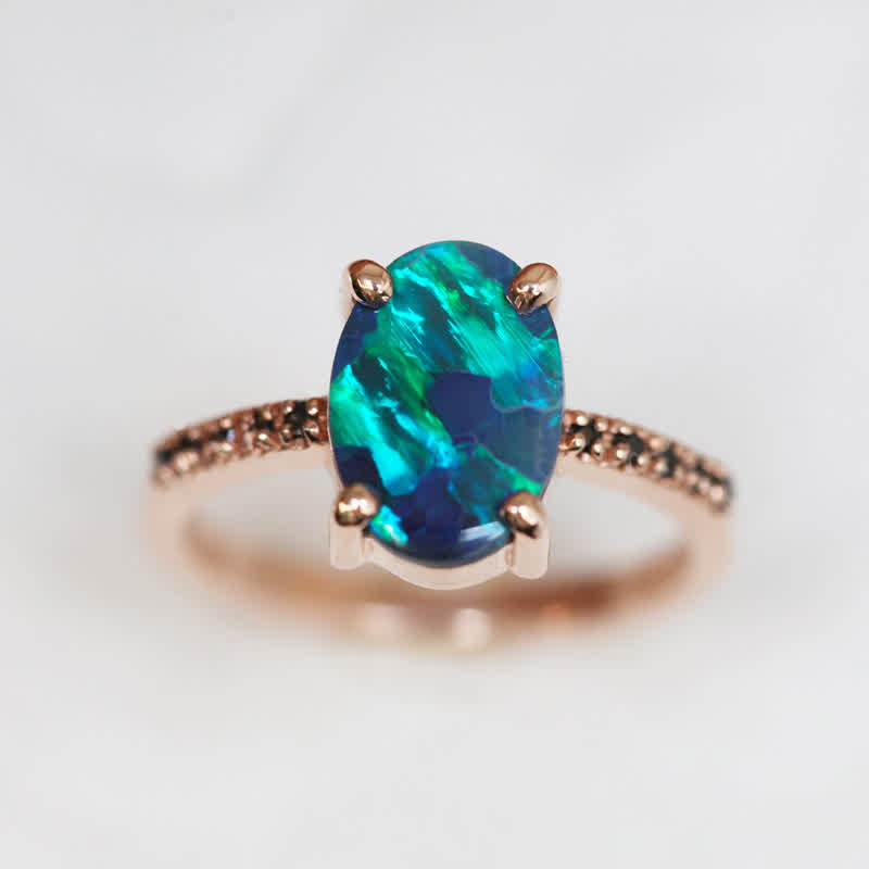 Olivenorma Sapphire With Opal 3 - Piece Ring Set - image 7