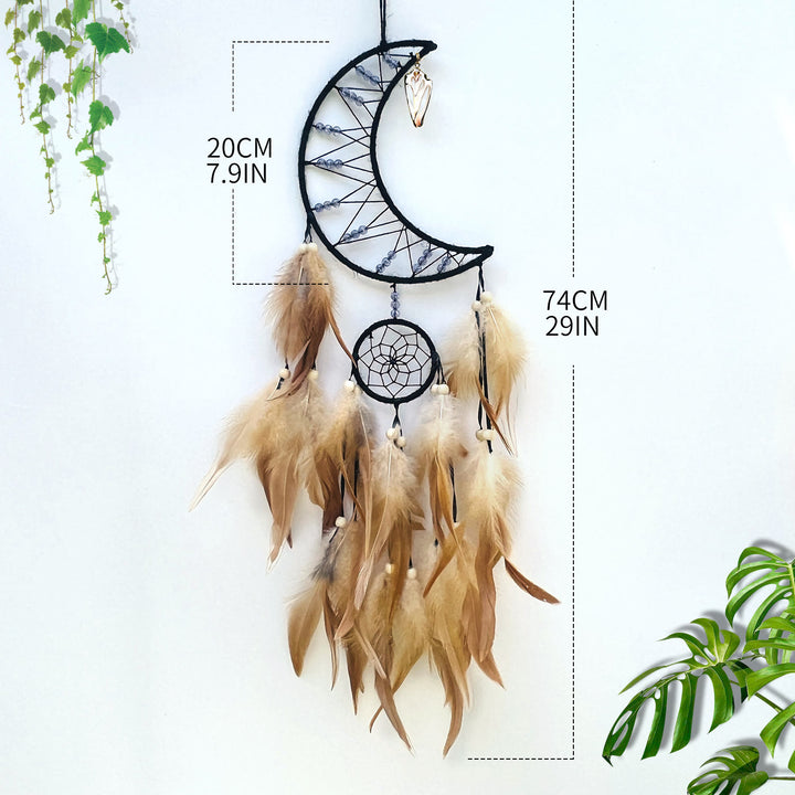 Olivenorma Stars Moon Sun Indian Feather Dream Catcher - Black - Moon - image 5