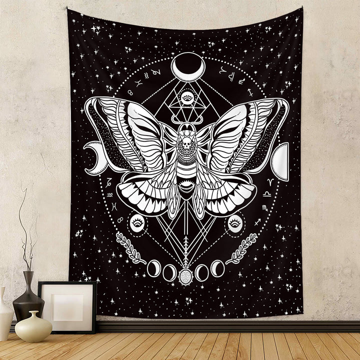 Olivenorma Moth Butterfly Black White Tapestry - 180*230cm - Flannel - Moth & Black - image 7