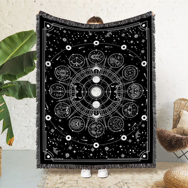 Olivenorma Meditation Chakra Pattern Lace Tassel Tapestry - Sun Moon Stars & Light Green - 150X200cm - image 10