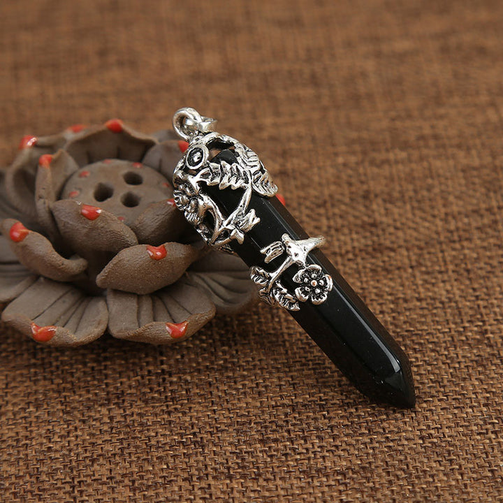 Olivenorma Natural Stone Rose Spiritual Healing Necklace - Obsidian - image 12