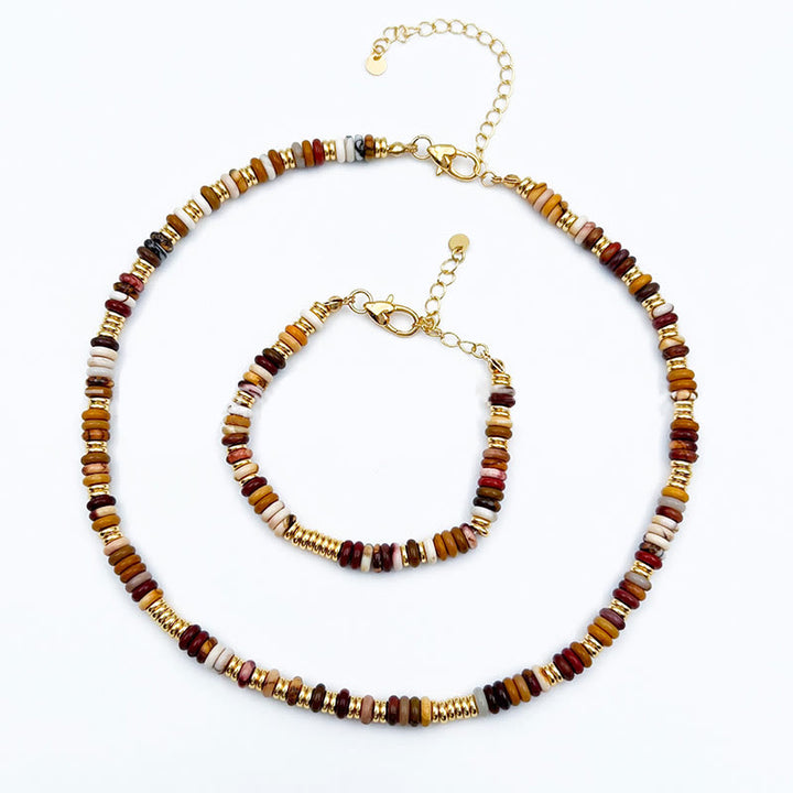 Olivenorma Sunset Frisbee Beaded Natural Agate Clavicle Necklace - image 8