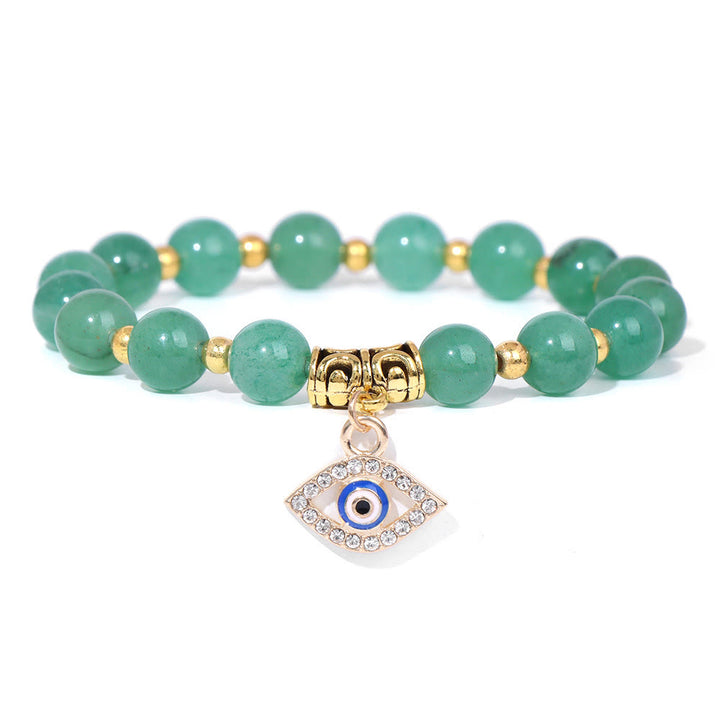 Olivenorma Natural Stone Beaded Evil Eye Pendant Bracelet - Green Aventurine - image 32