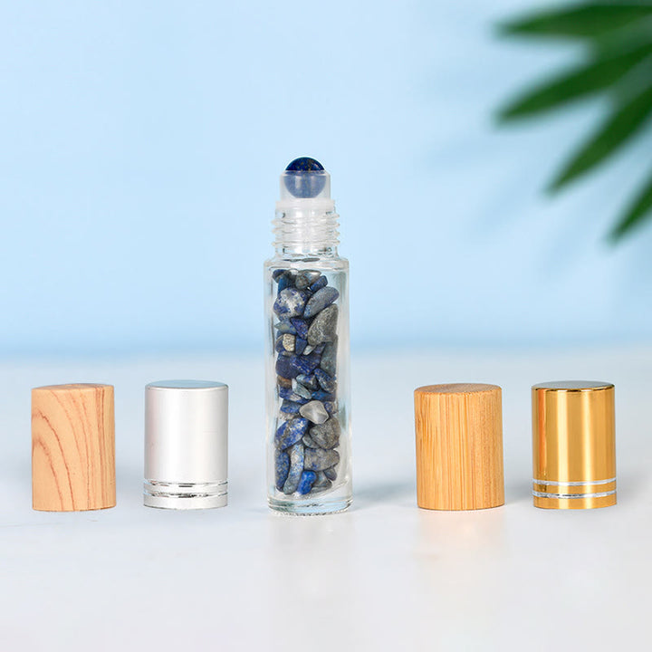 Olivenorma Crystal Roll-On Essential Oil Bottle Gemstone Decoration - Sodalite - Gold lid - image 19
