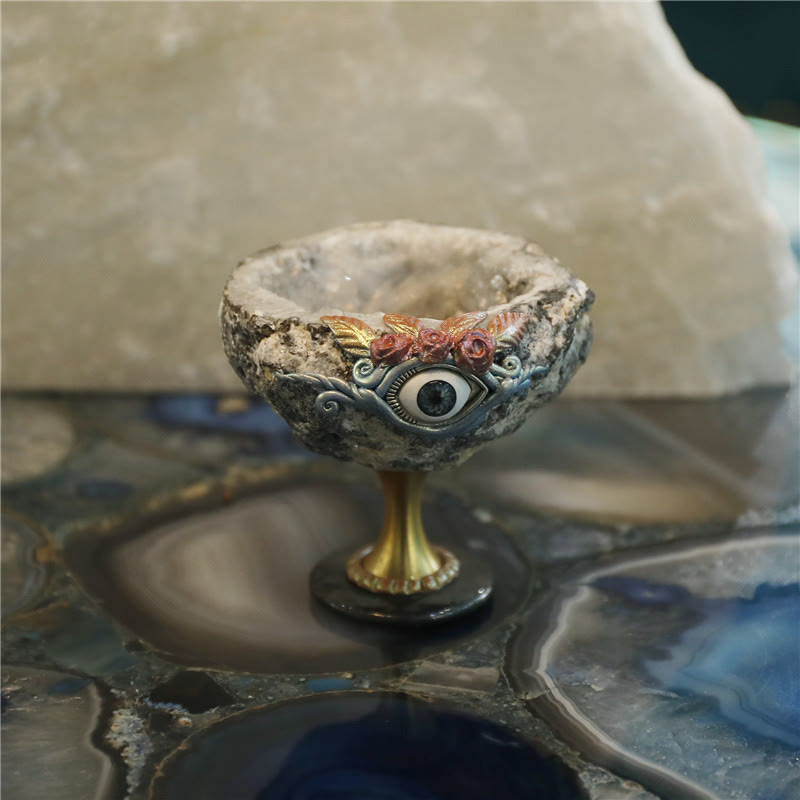 Olivenorma Natural Crystal Geode Holy Grail Evil Eye Decoration - image 4