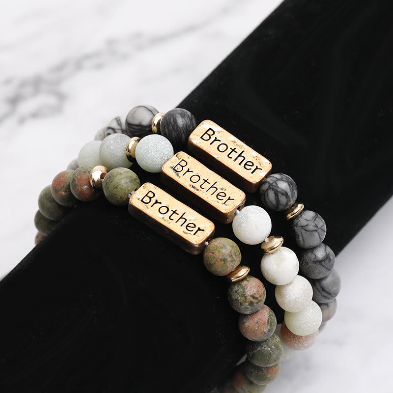 Olivenorma Natural Gemstone Brother Engraving Bracelet - image 12