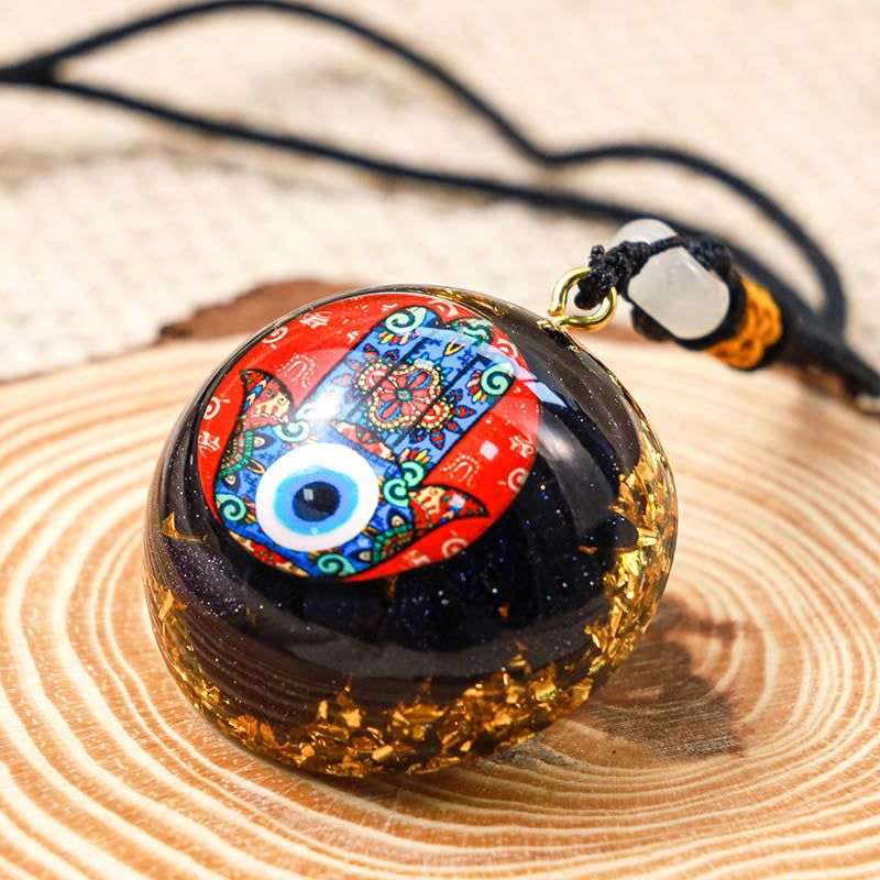 Blue Sandstone Protection Hamsa Necklace - image 1