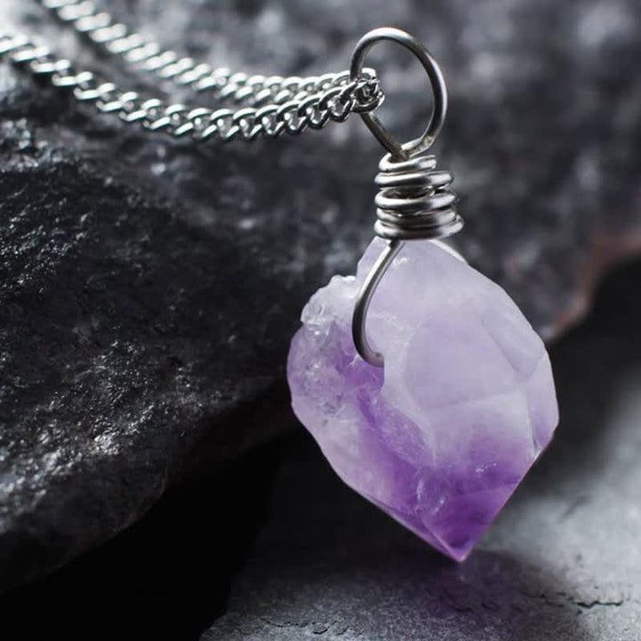 Olivenorma Delicate Amethyst Natural Crystal Necklace - Silver - image 4