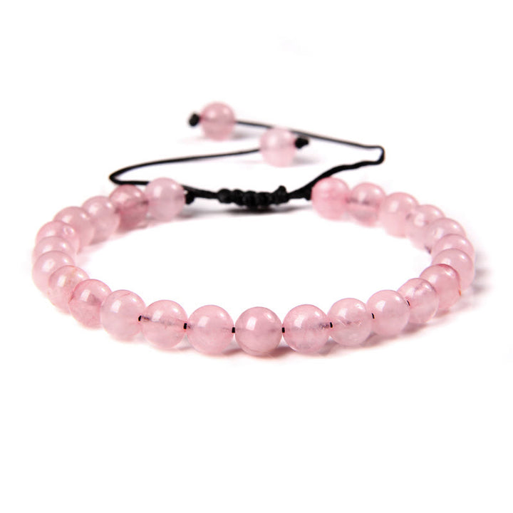 Olivenorma Natural 6mm Stone Beads Braided Wrap Bracelet - Rose Quartz - image 24