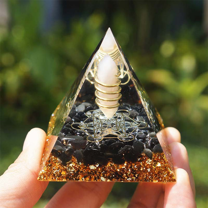 Olivenorma Rose Quartz With Obsidian Orgone Pyramid - 6*6cm - YES PLEASE $8 - image 0