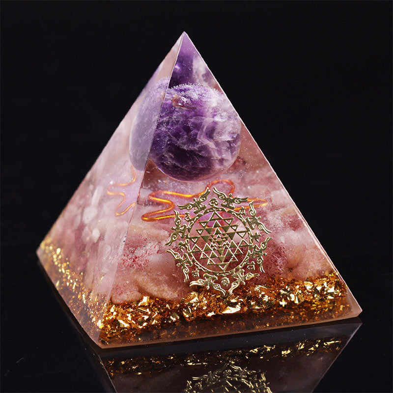 Olivenorma Amethyst Strawberry Quartz Orgone Pyramid - image 4