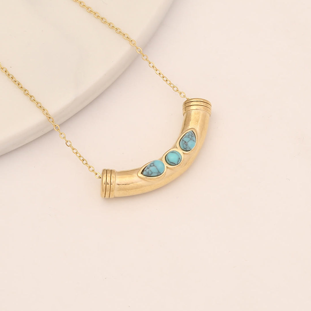 Olivenorma Turquoise Evil Eye Cross Pendant Necklace - Turquoise - image 2