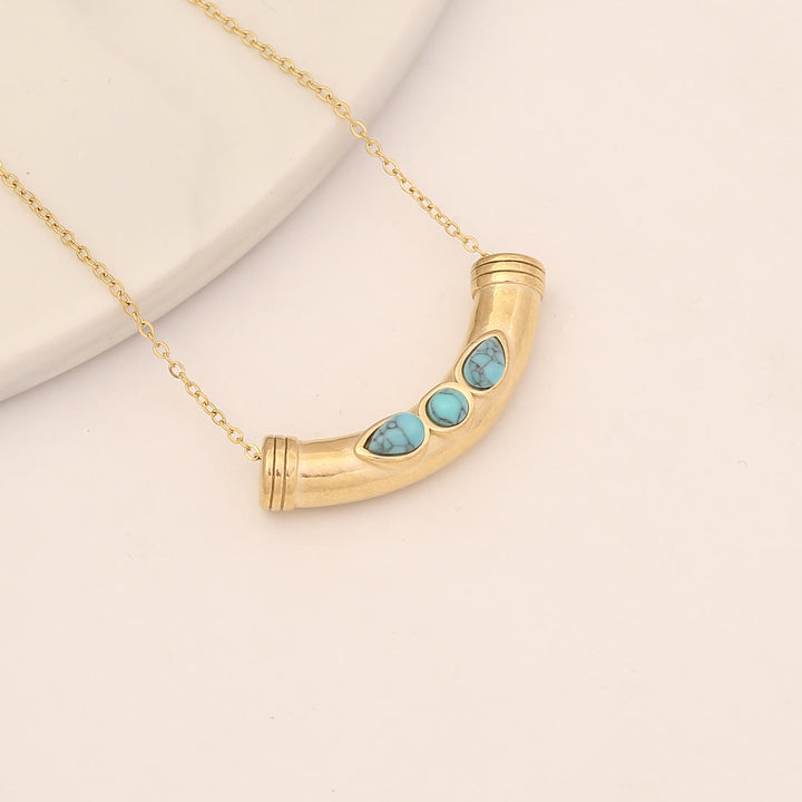 Olivenorma Turquoise Evil Eye Cross Pendant Necklace - Turquoise - image 2