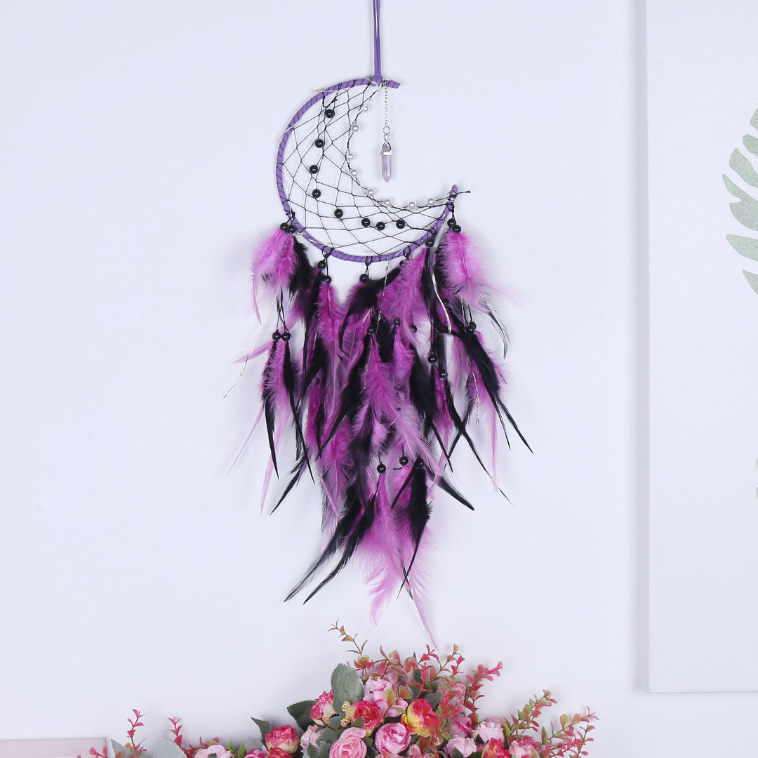 Olivenorma Amethyst Obsidian Moon Feather Dream Catcher - image 5