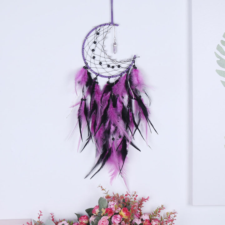 Olivenorma Amethyst Obsidian Moon Feather Dream Catcher - image 5
