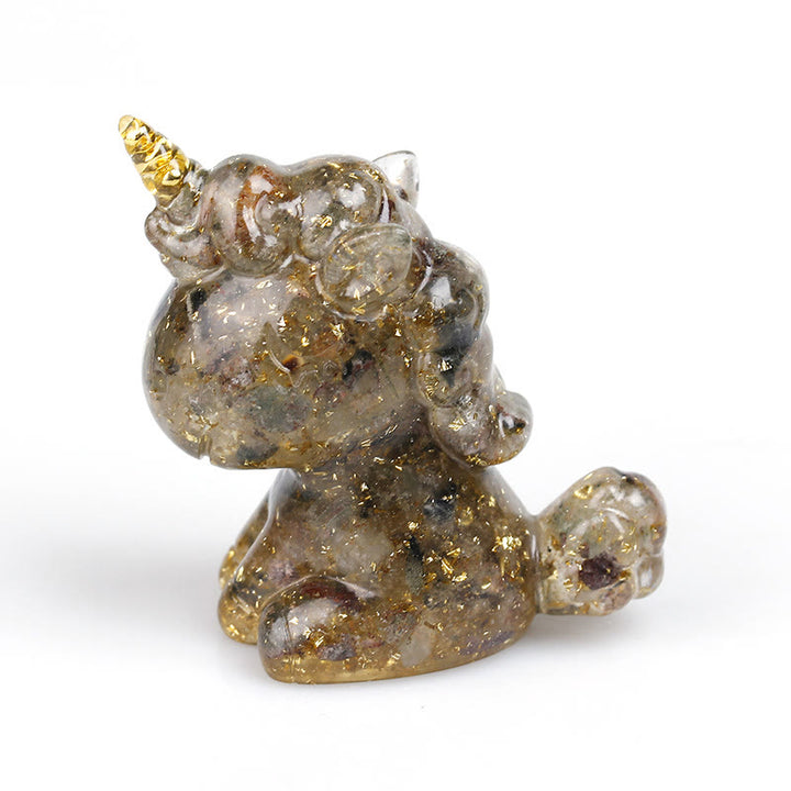 Olivenorma Crystal Unicorn Gemstone Decoration - Ghost Stone&Gold Foil - image 32